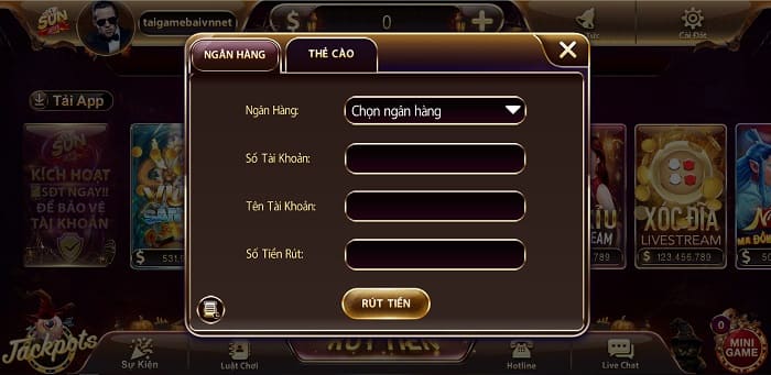 Hệ thống rút tiền của Sun68i Win