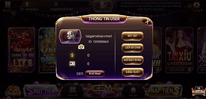 Thông tin bảo mật Gem2 Win