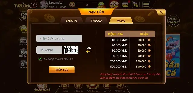 Thanh khoản nạp tiền của Trumclub.Net