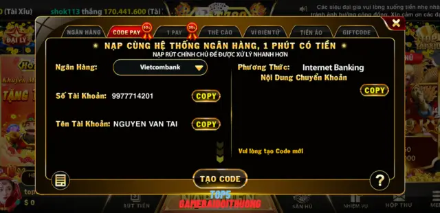 Gửi tiền trực tiếp với Hot789.Vin