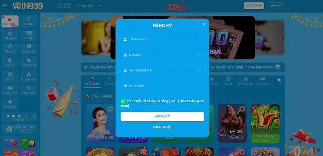 Mục đăng nhập vào nhà cái Win939.Com